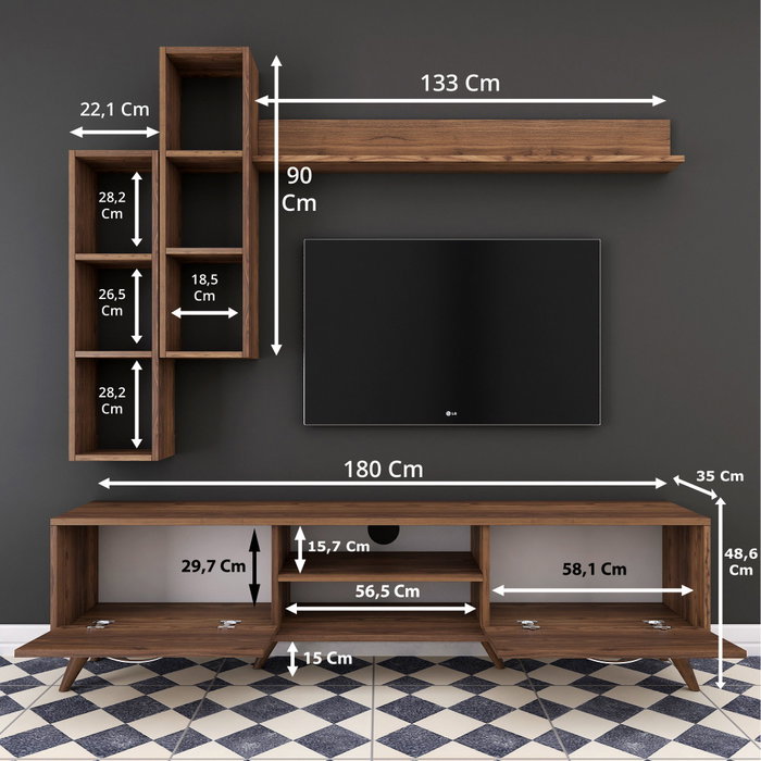 Hanah Home M16 - 262 Mueble de TV Nogal
